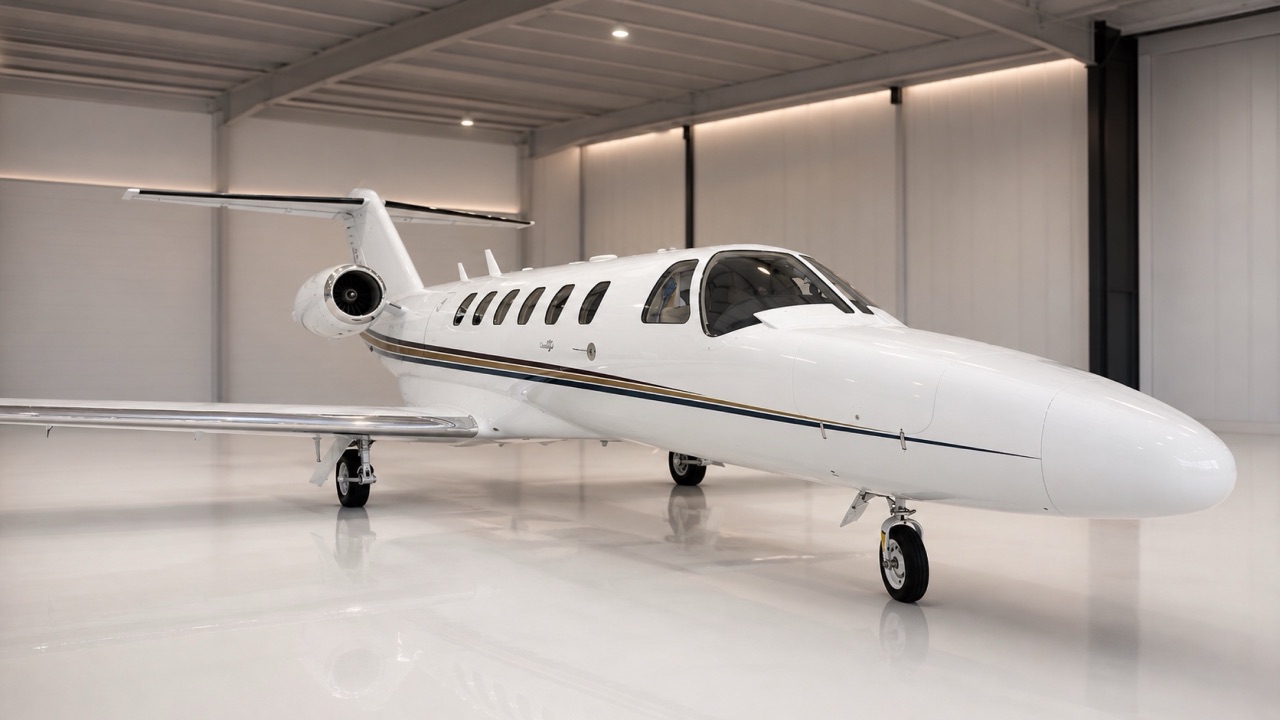 Cessna Citation CJ2 in the hangar